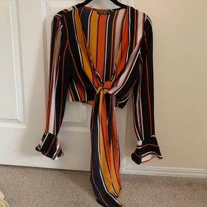 Nasty Gal Tie Front Long Sleeve Top